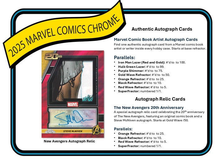2025 Topps Marvel Chrome Blaster Box (Iron Man Gold Insert)(June 16th)