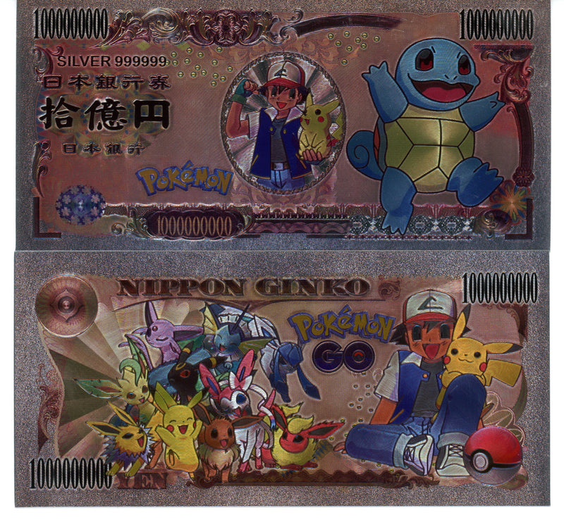Pokemon Novelty Collectible Pokey Bucks Commemorative Banknote Silver