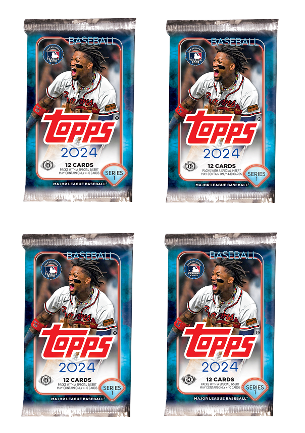 Four Packs of 2024 Topps Series 1 Hobby Baseball (4 Pack Lots)