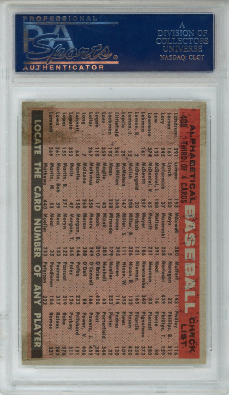 1958 Topps Orioles Team Alphabetical Checklist