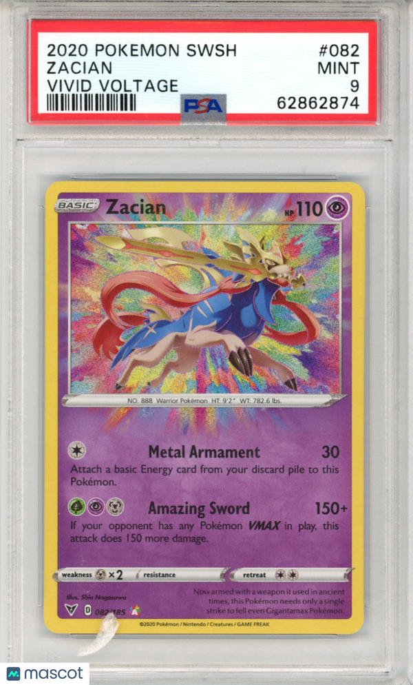 2020 PokéMon TCG Zacian #082 PSA 9