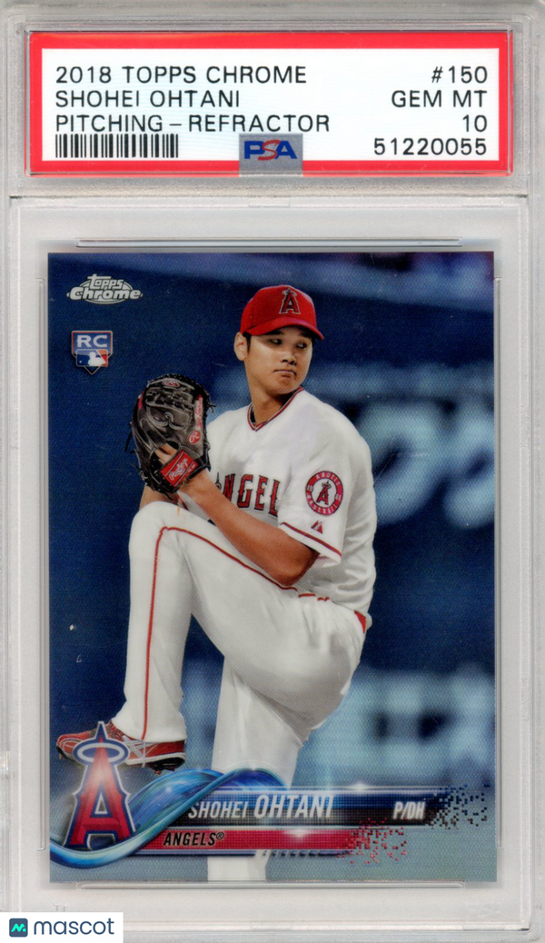 2018 Topps Chrome Shohei Ohtani Pitching Refractor Rookie #150 PSA 10