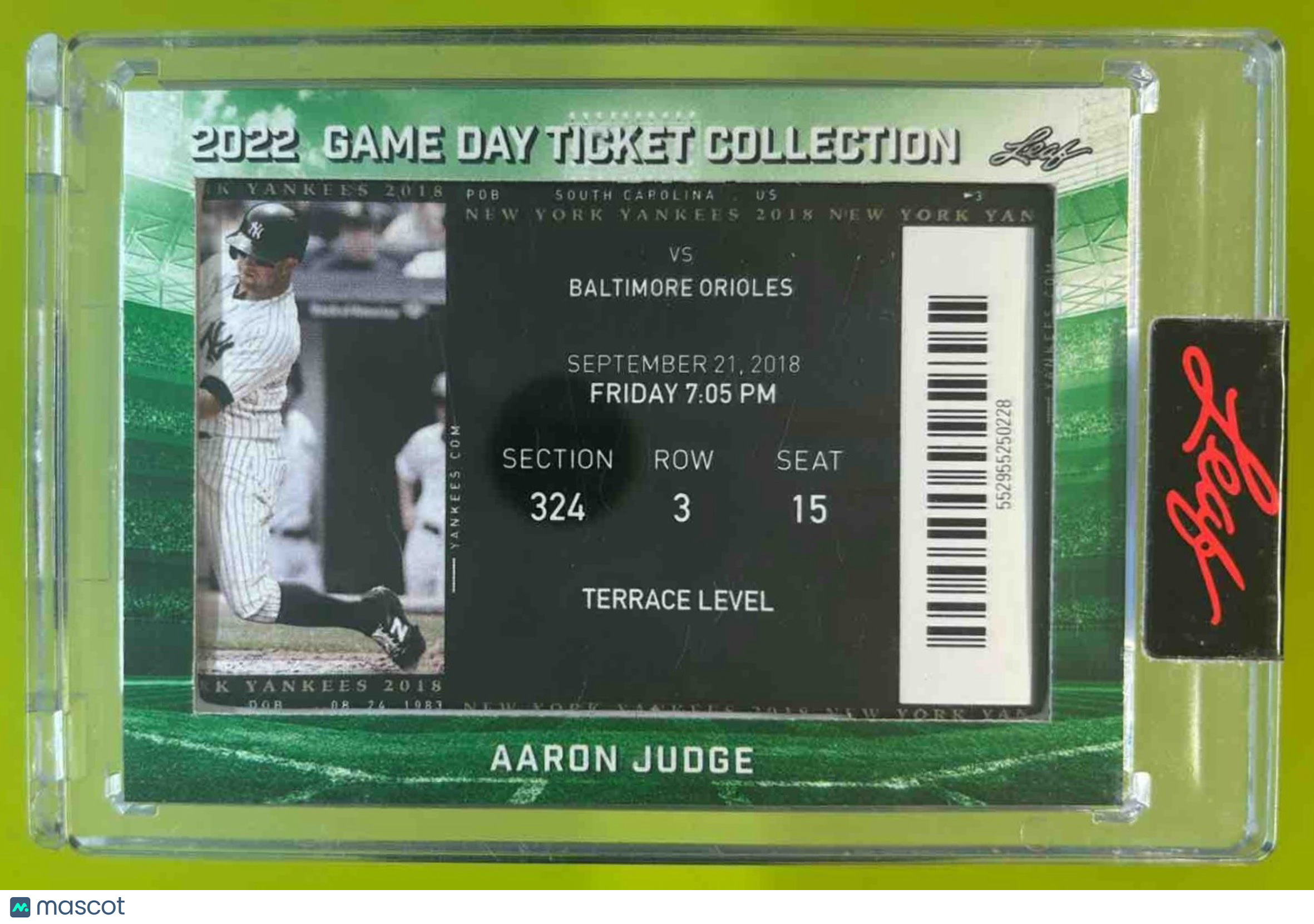 Aaron Judge Game Day Ticket Collection 2022 Leaf #TC-1 Yankees - Sports Cards
