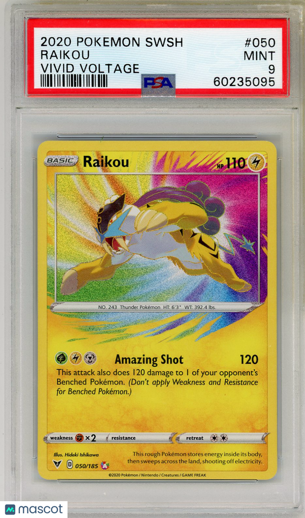 2020 Pokemon Sword & Shield Vivid Voltage Raikou #050 Vivid Voltage PSA 9 MINT