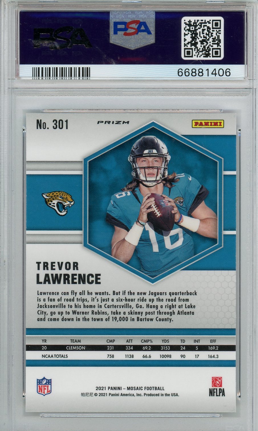 2021 Mosaic Trevor Lawrence Camo Pink Rookie #301 PSA 10 Jacksonville Jaguars