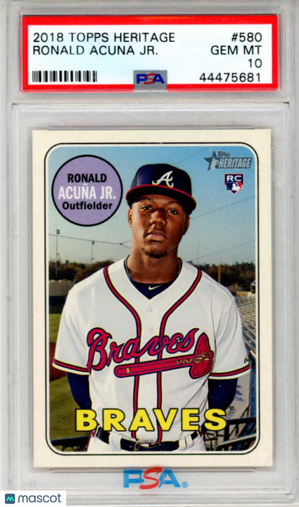 2018 Topps Heritage Ronald Acuna JR. #580 PSA 10 Baseball