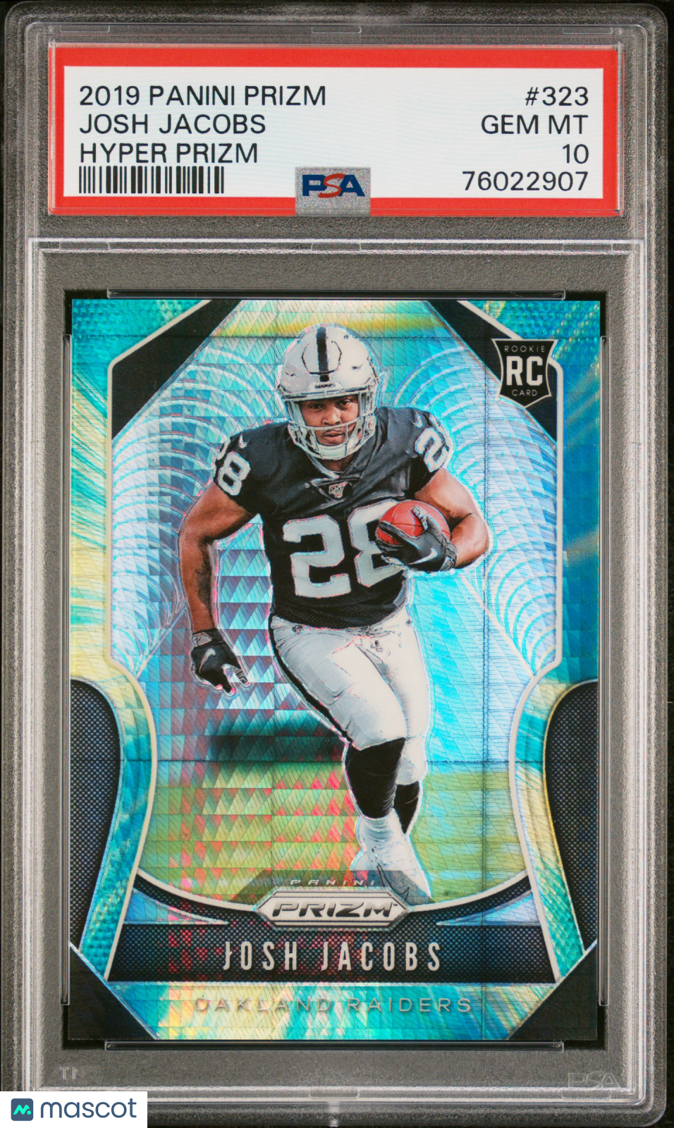 2019 Panini Prizm Josh Jacobs Hyper 169/175 Rookie #323 PSA 10 GEM MINT - Graded Sports Cards