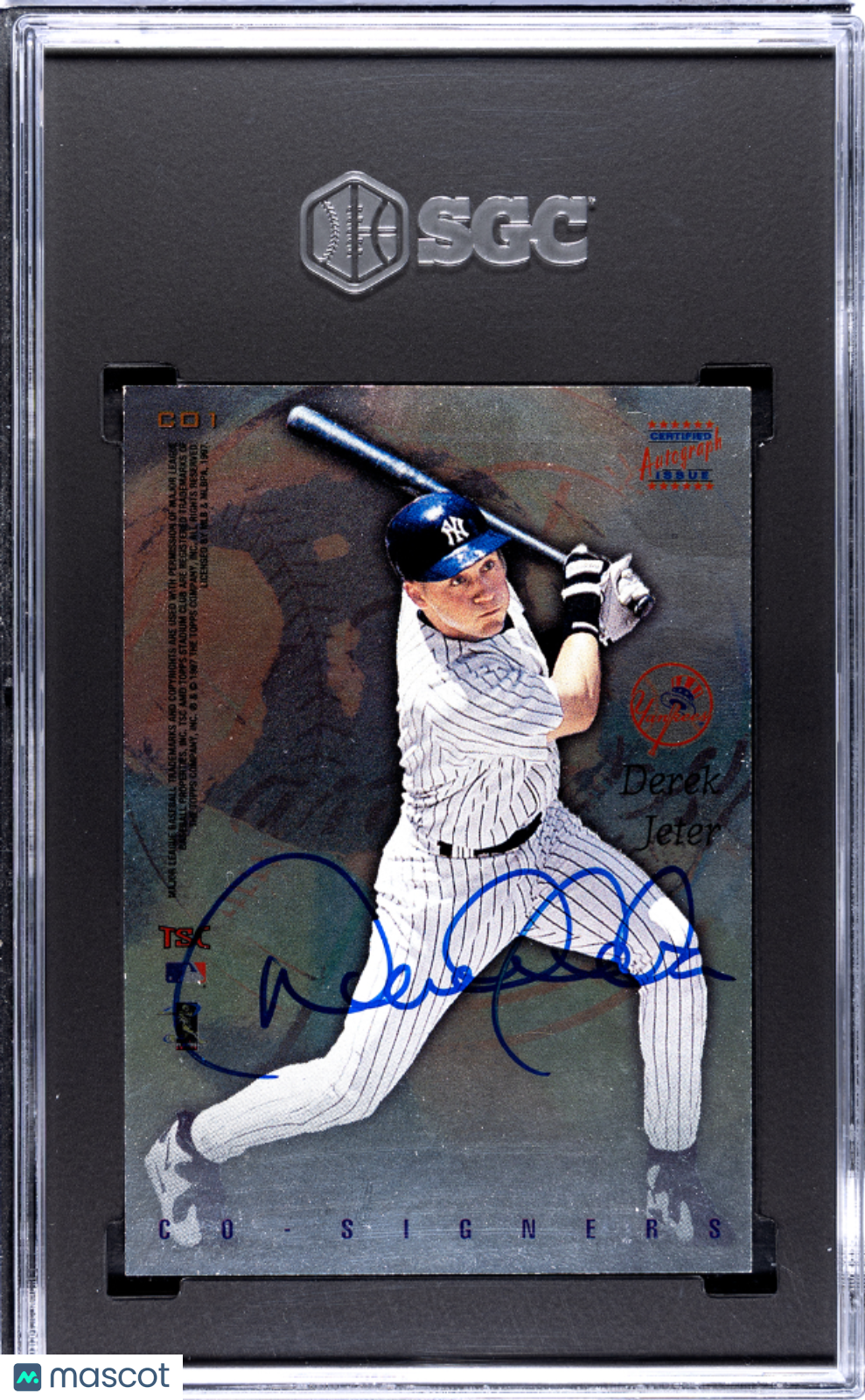 1997 Stadium Club Co-Signers Derek Jeter Andy Pettitte Holographic Auto SGC 8.5