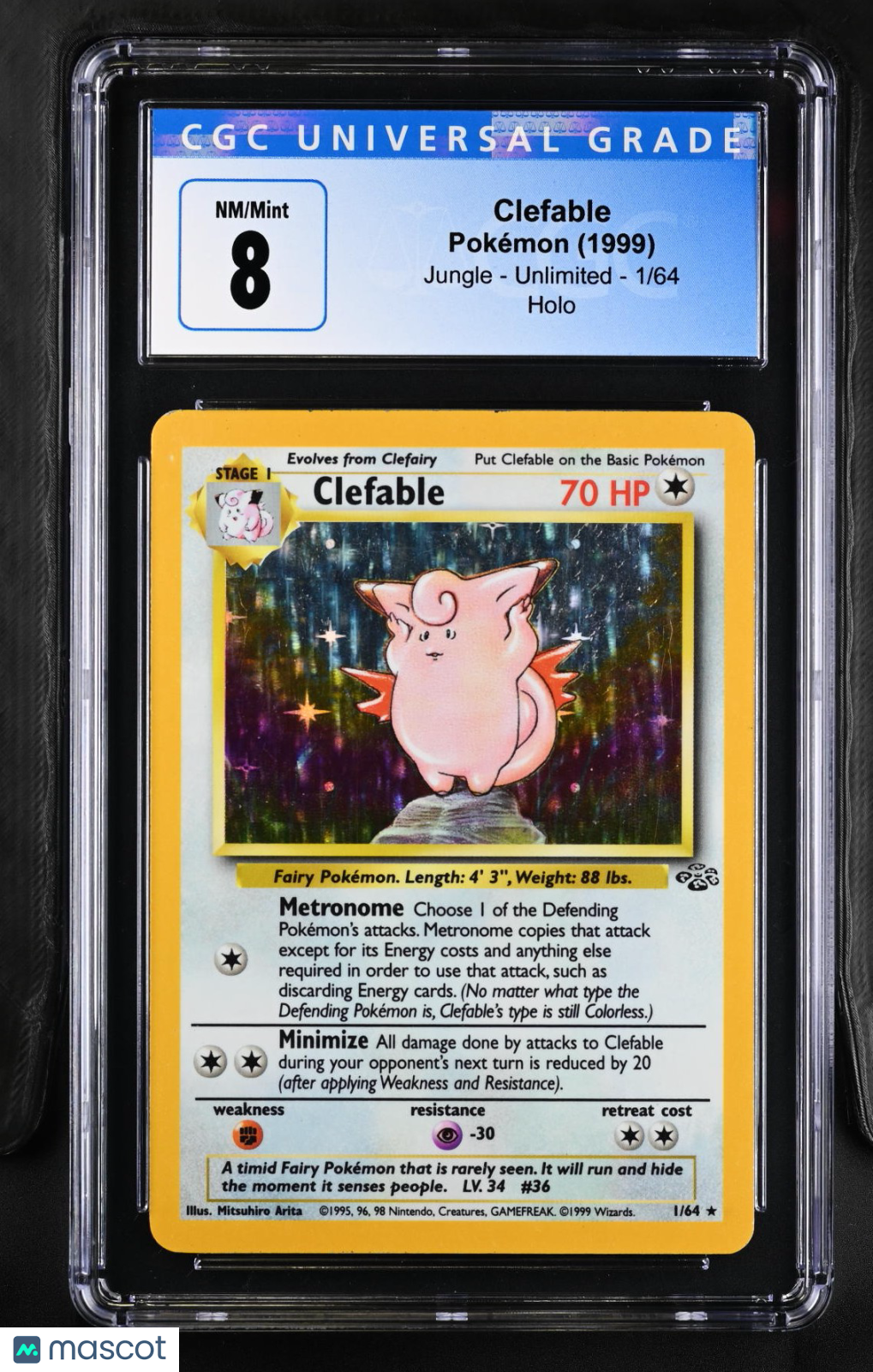 1999 Pokemon Jungle Clefable #1/64 CGC 8