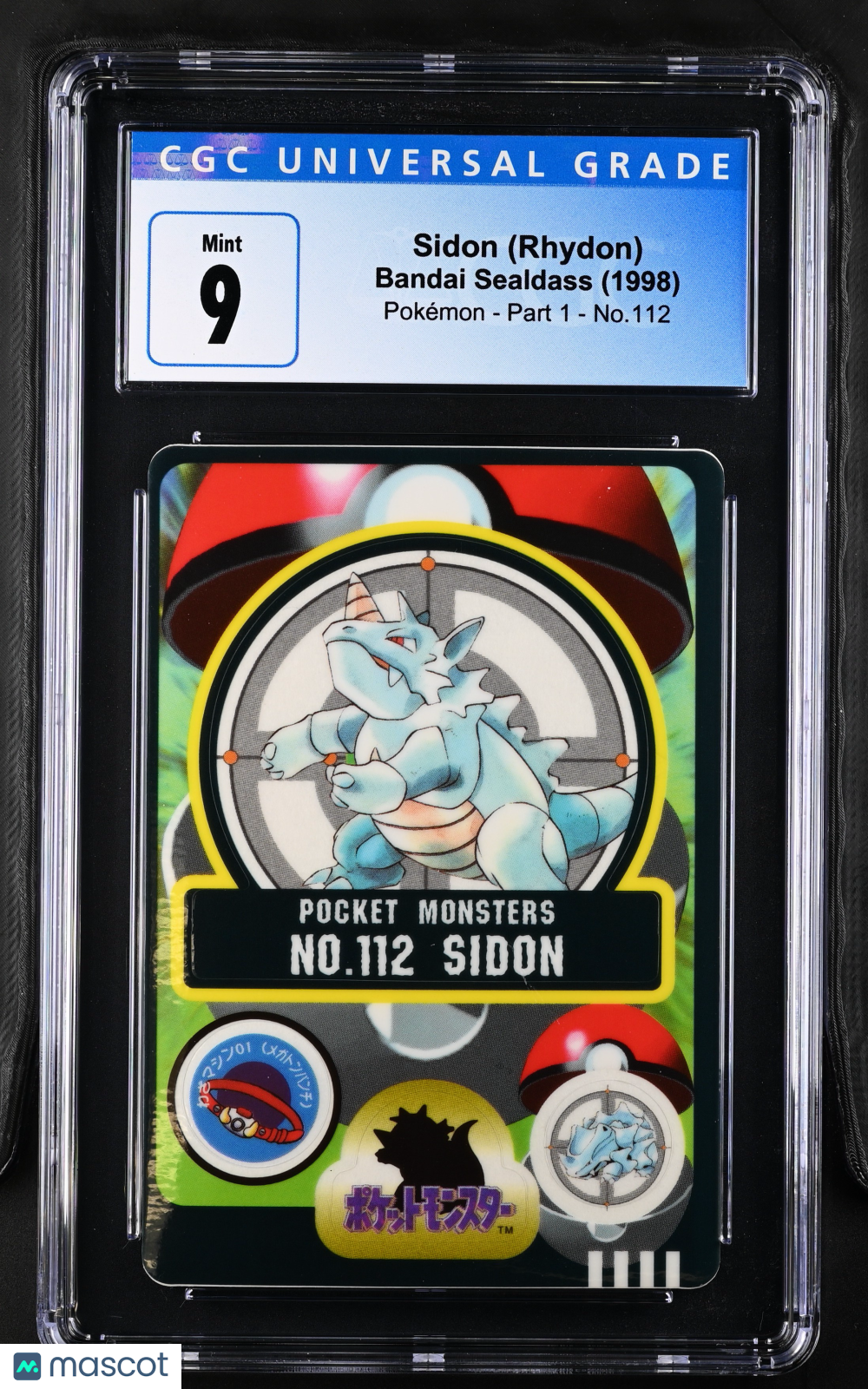 1997 Bandai Sealdass Pokemon - Part 1 Rhydon #112 CGC 9