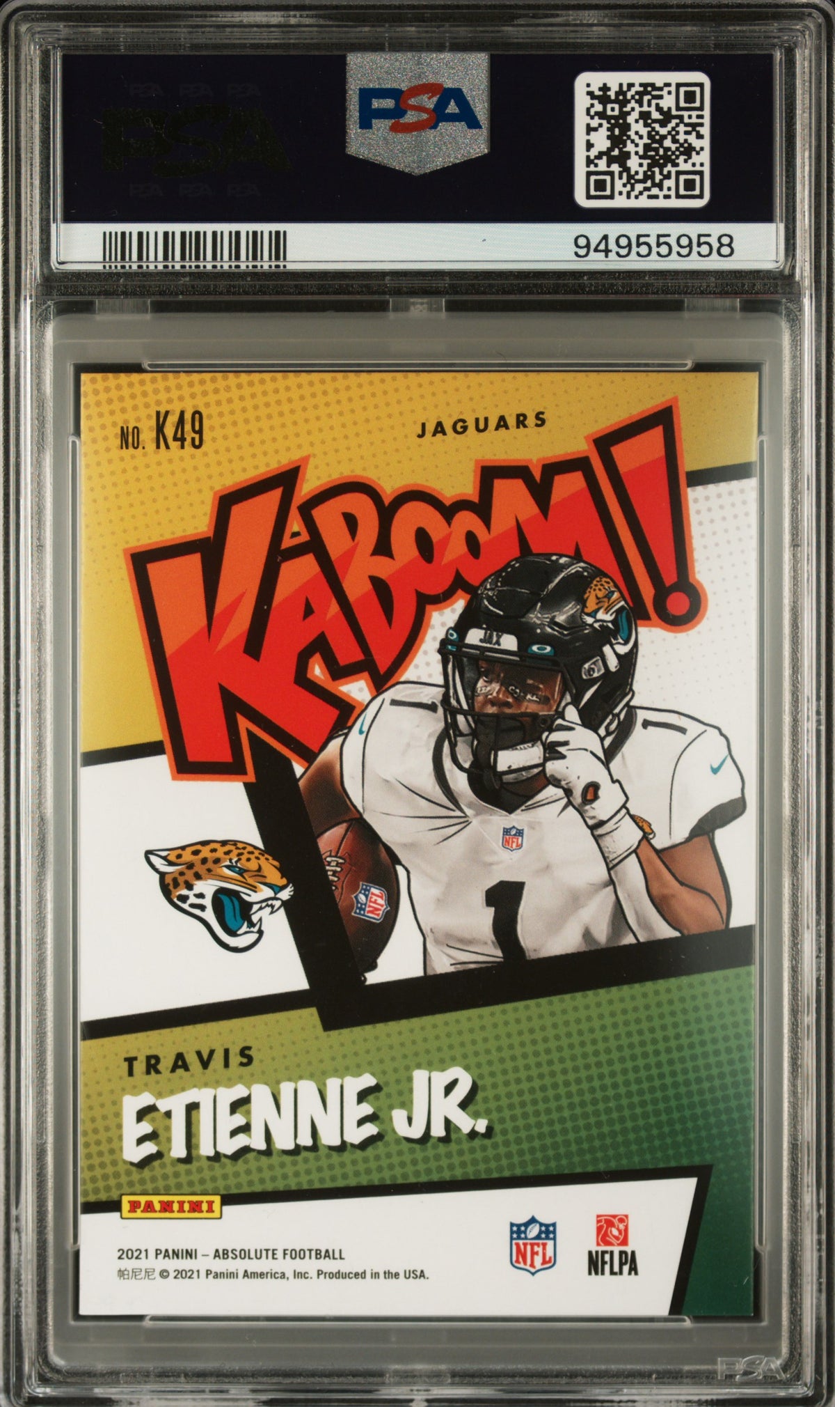 2021 Panini Absolute Kaboom! Travis Etienne Jr. Rookie #K49 PSA 9 MINT Jaguars