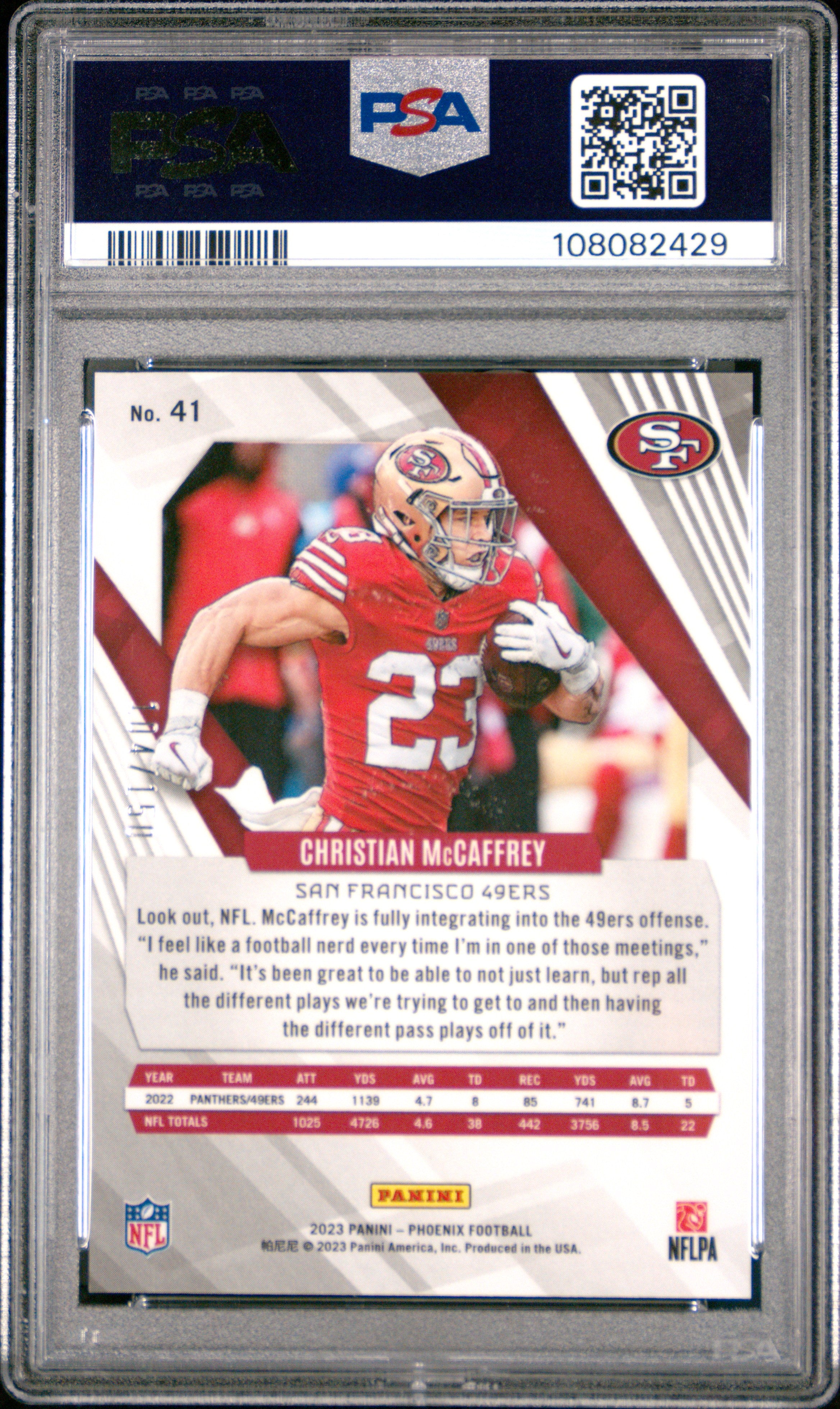 2023 Phoenix Christian Mccaffrey Lava Short Print #41 PSA 10 San Francisco 49ers