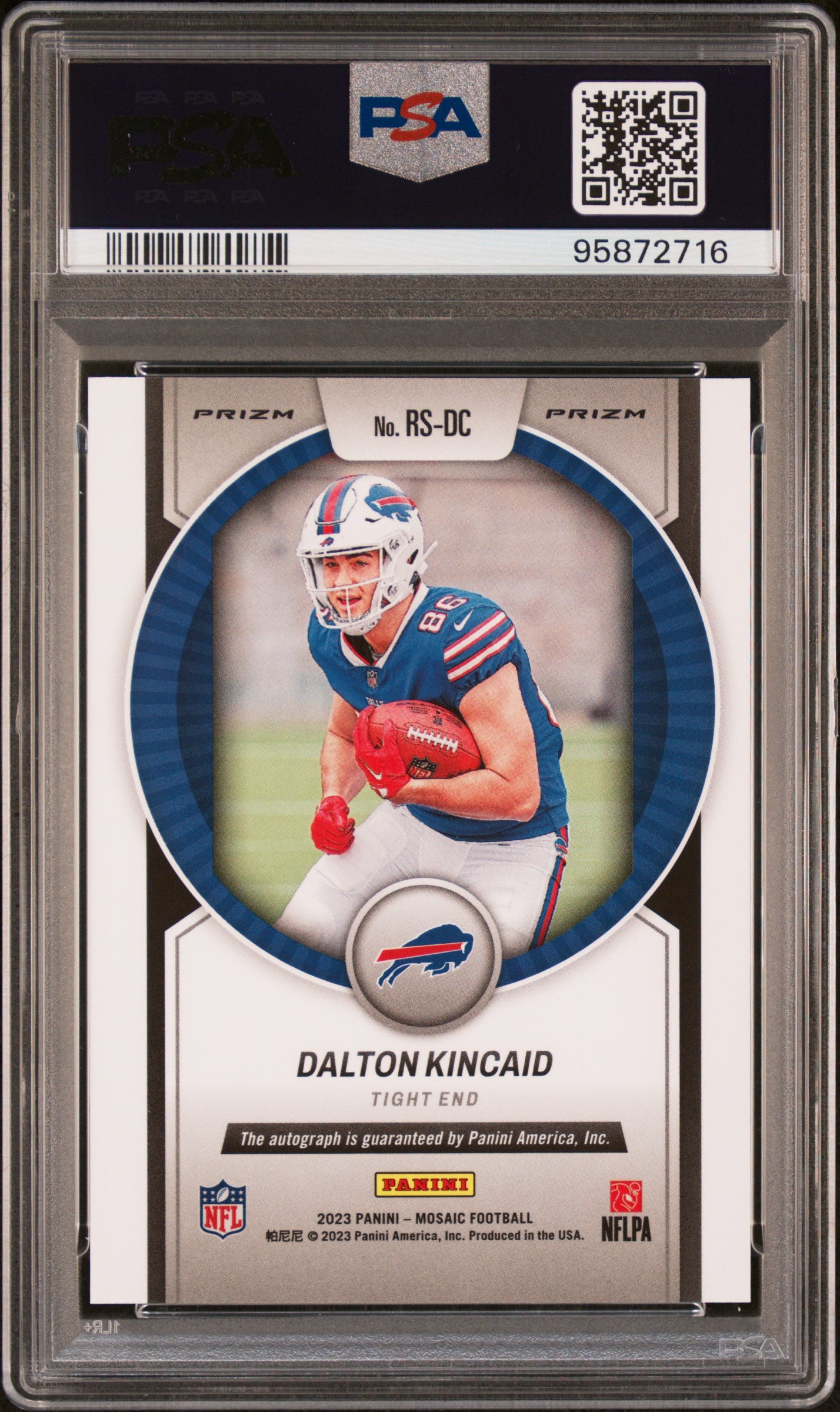 2023 Panini Mosaic Rookie Scripts Dalton Kincaid RK No Huddle Blue #RSDC PSA 10
