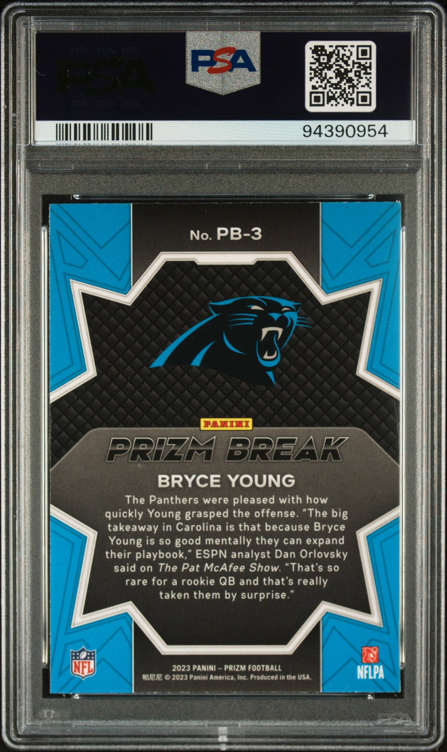 2023 Panini Prizm Prizm Break Bryce Young Rookie #PB3 PSA 10 Panthers Carolina Panthers