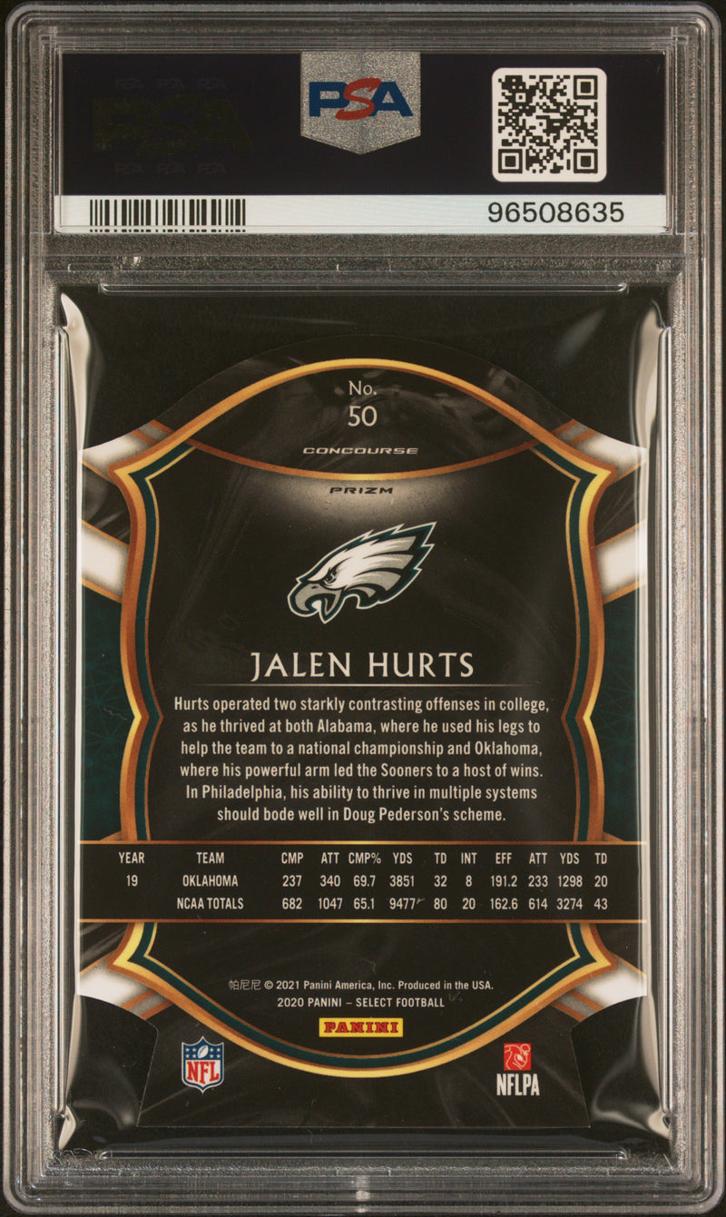 2020 Panini Select Jalen Hurts Die Cut Blue Prizm