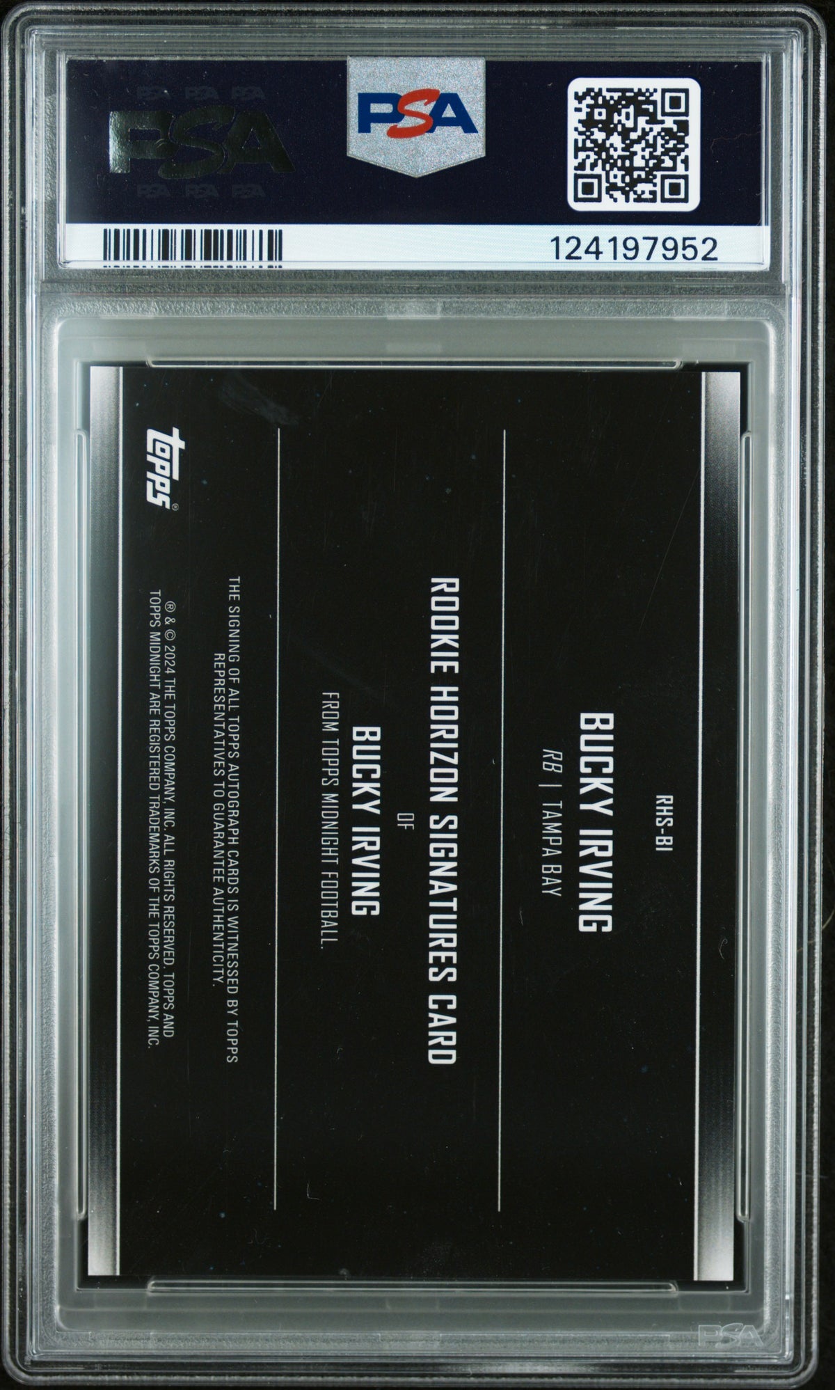 2024 Topps Midnight Rookie Horizon Signatures Bucky Irving #RHSBI PSA 10