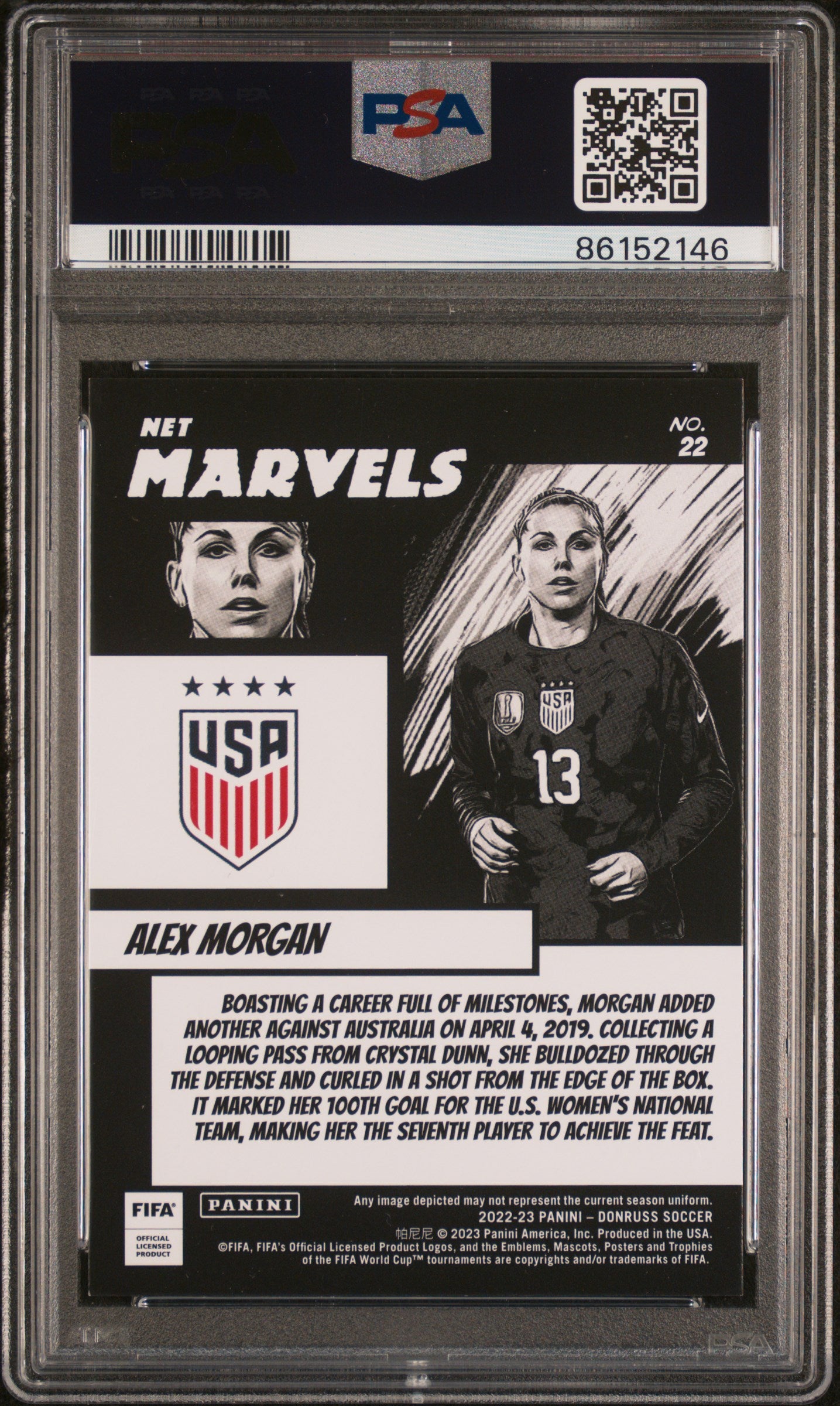 2022 Panini Donruss FIFA Net Marvels Alex Morgan #22 PSA 9
