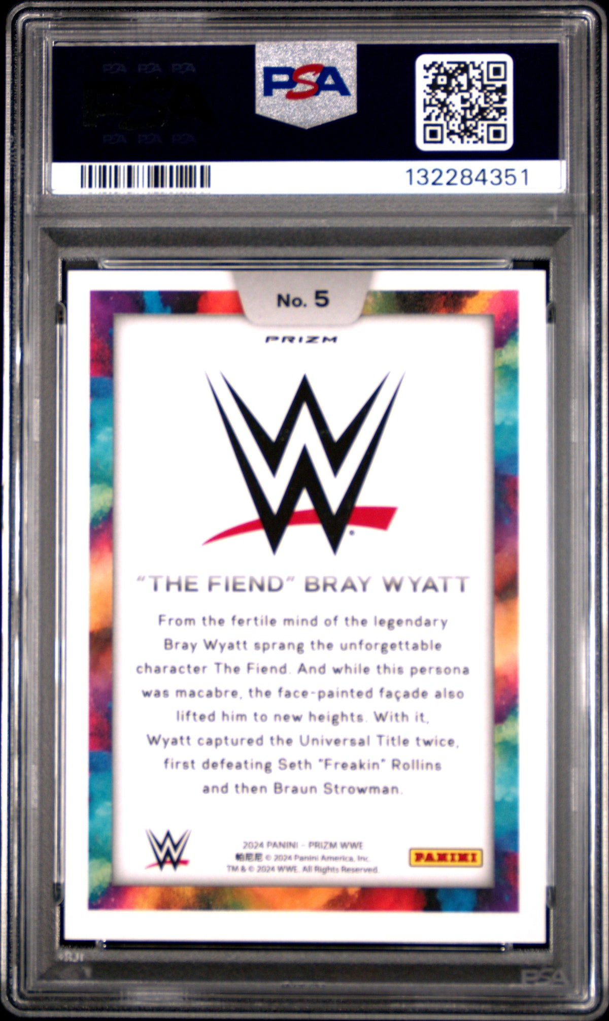 2024 Panini Prizm WWE Black Color Blast Bray Wyatt #5 PSA 10