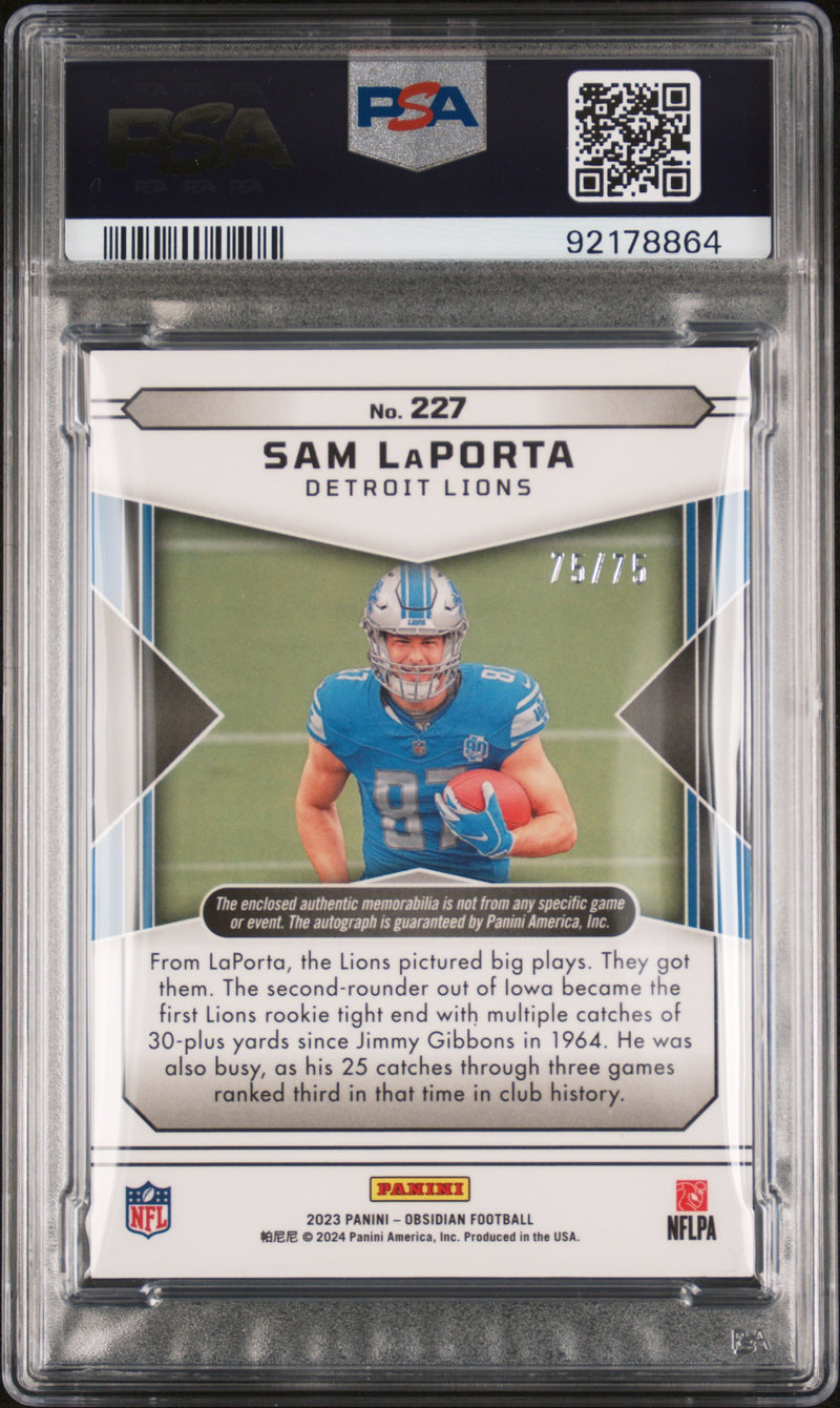 Sam Laporta 2023 Panini Obsidian Jersey Autograph /75 Ee Purple