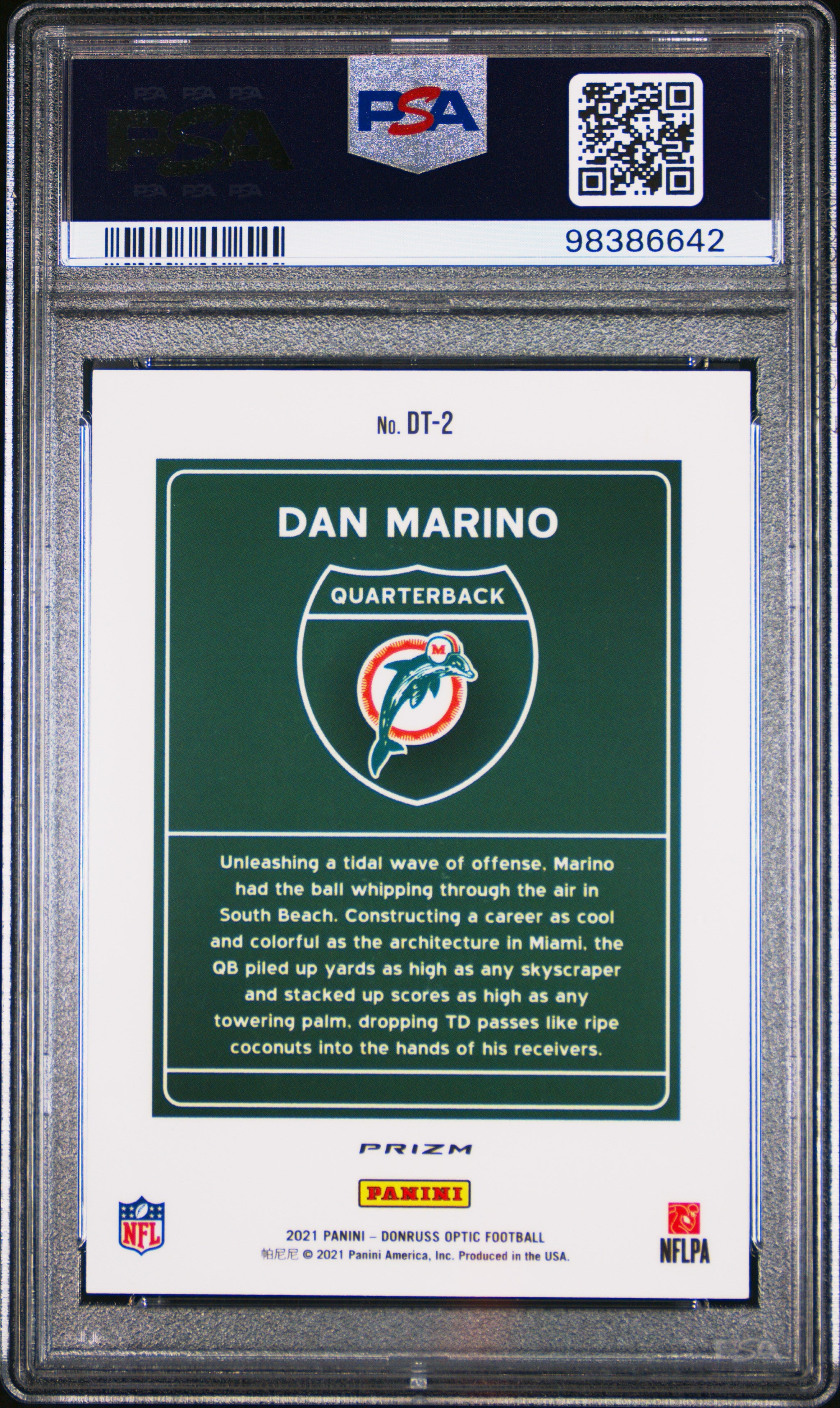 2021 Panini Donruss Optic Downtown Dan Marino #DT2 PSA 9