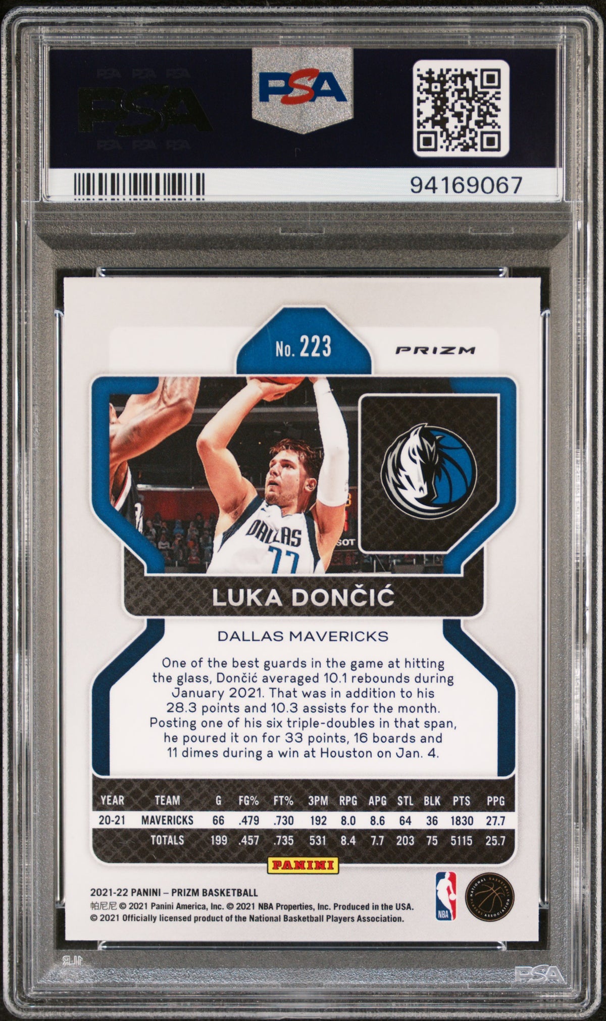 2021 Panini Prizm Luka Doncic NBA 75th #223 PSA 10