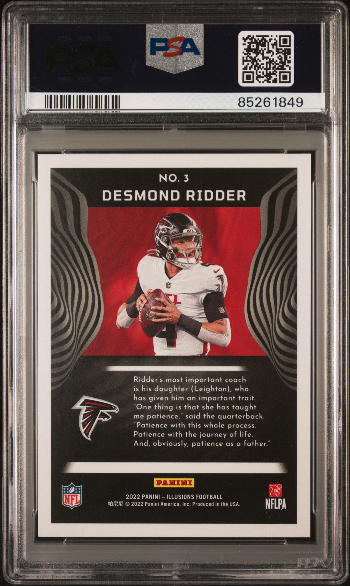 2022 Panini Illusions Desmond Ridder T/C Yellow Diamond /299 #3 PSA 9 Falcons