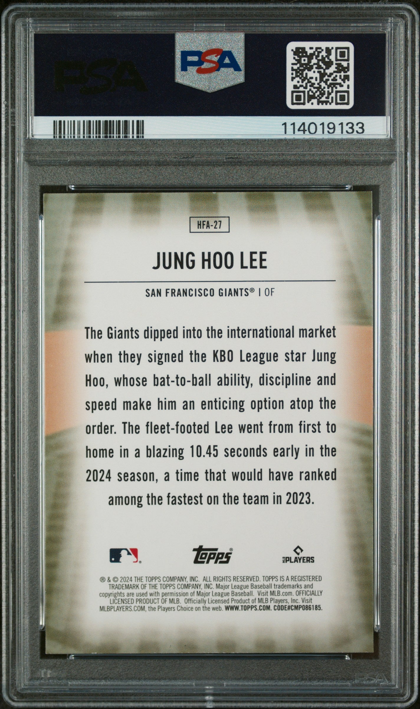 2024 Topps Home Field Advantage Jung Hoo Lee Update #HFA27 PSA 10