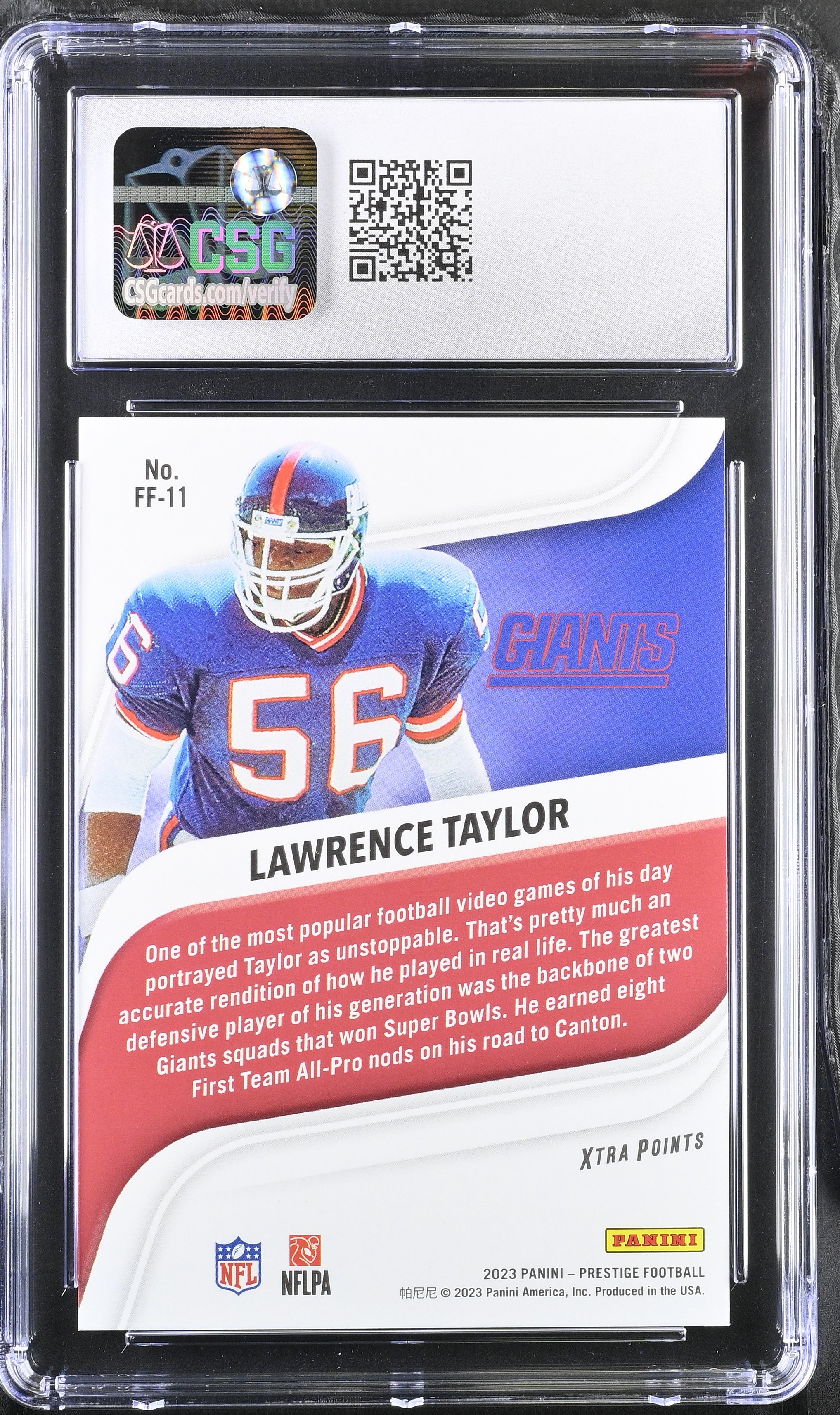2023 Prestige Lawrence Taylor Xtra Points Red /399 #FF-11 CGC 10 New York Giants