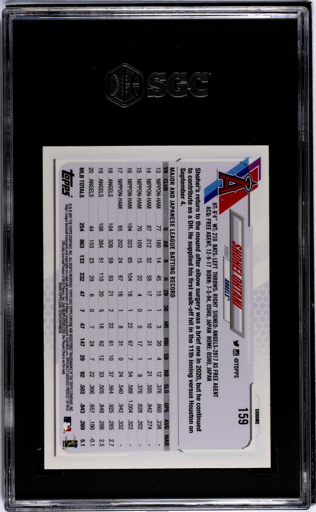 2021 Topps Chrome Shohei Ohtani B&W Mini Diamond Refractor SGC 10 GEM MINT