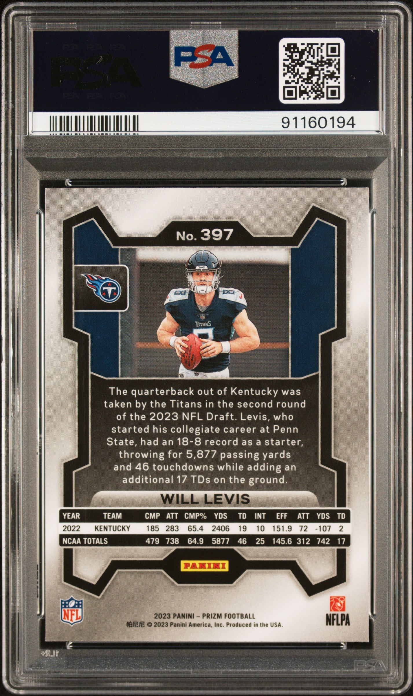 2023 Panini Prizm Will Levis #397 PSA 9