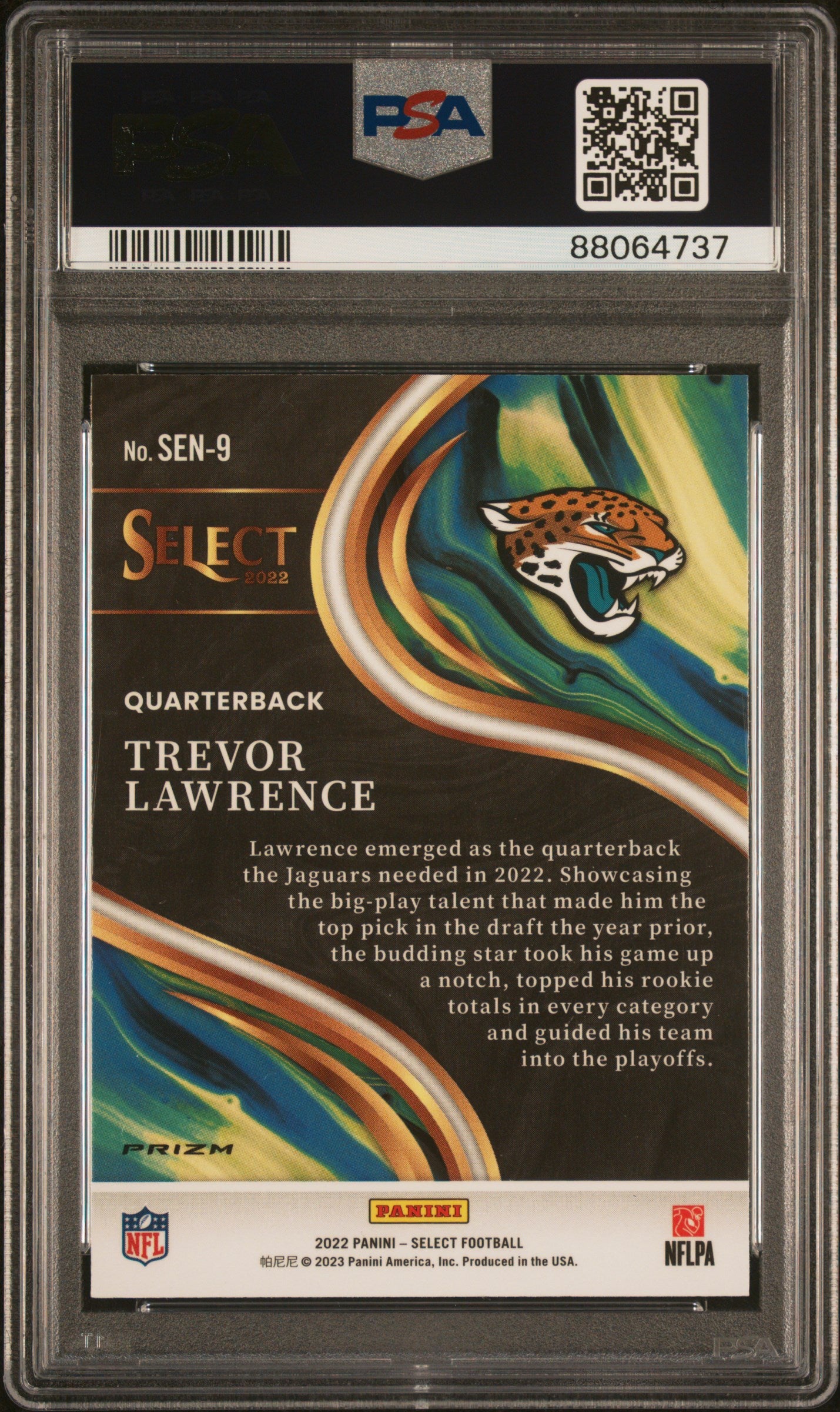 2022 Select Sensations Trevor Lawrence Zebra Prizm PSA 10 Jacksonville Jaguars