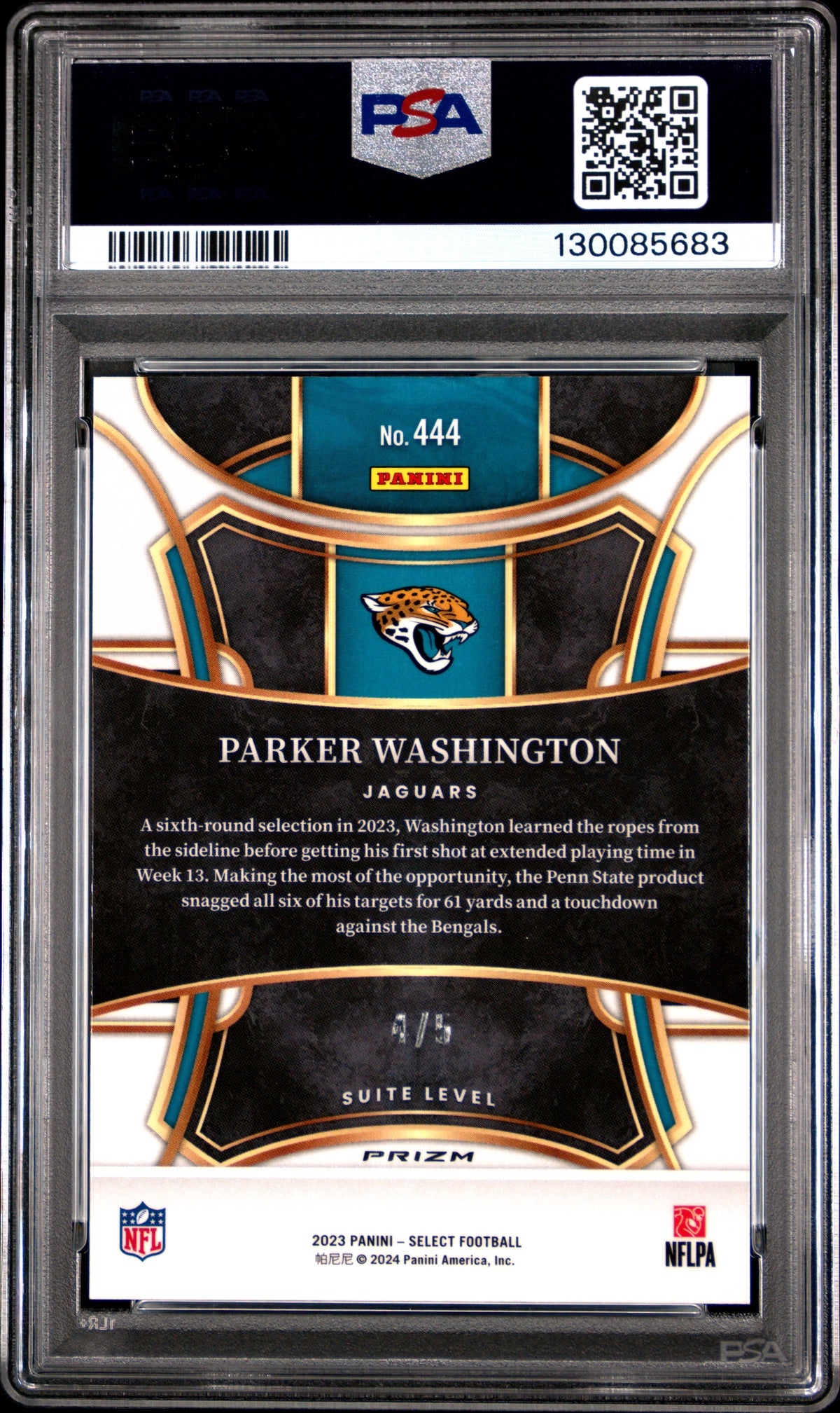 2023 Select Parker Washington /5 Green Disco Prizm Rookie PSA 10 GEM MINT Jags