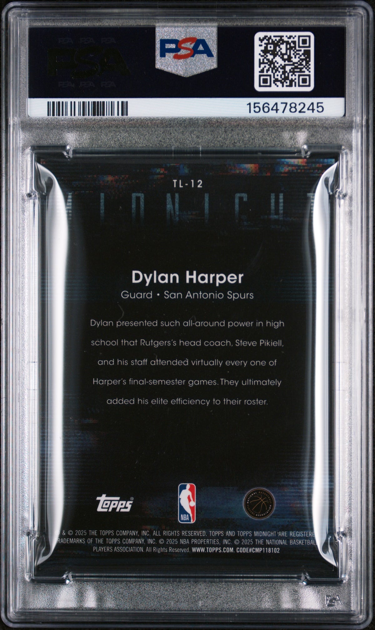 2025 Topps Midnight Twilight Dylan Harper #TL-12 PSA 9