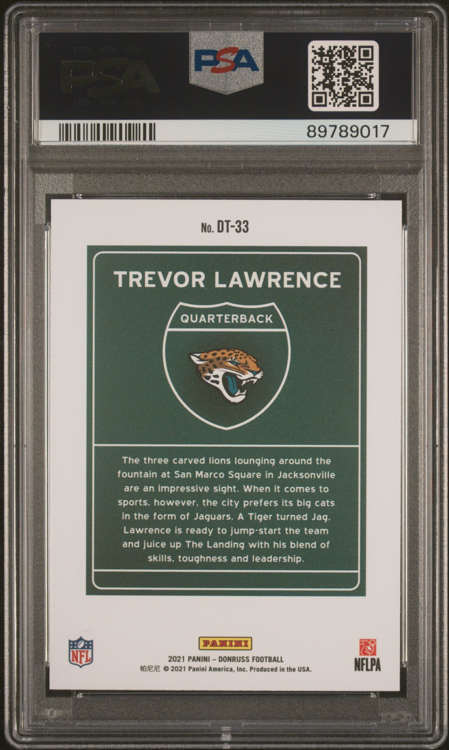2021 Donruss Trevor Lawrence Downtown! Rookie #DT-33 PSA 10 Jacksonville Jaguars