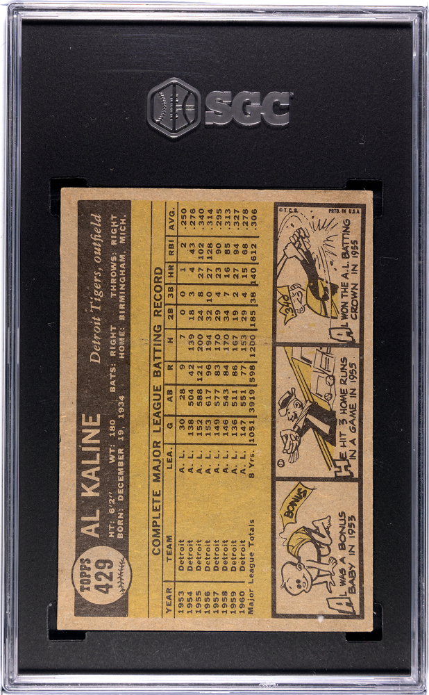 1961 Topps Al Kaline #429 SGC 5 Detroit Tigers
