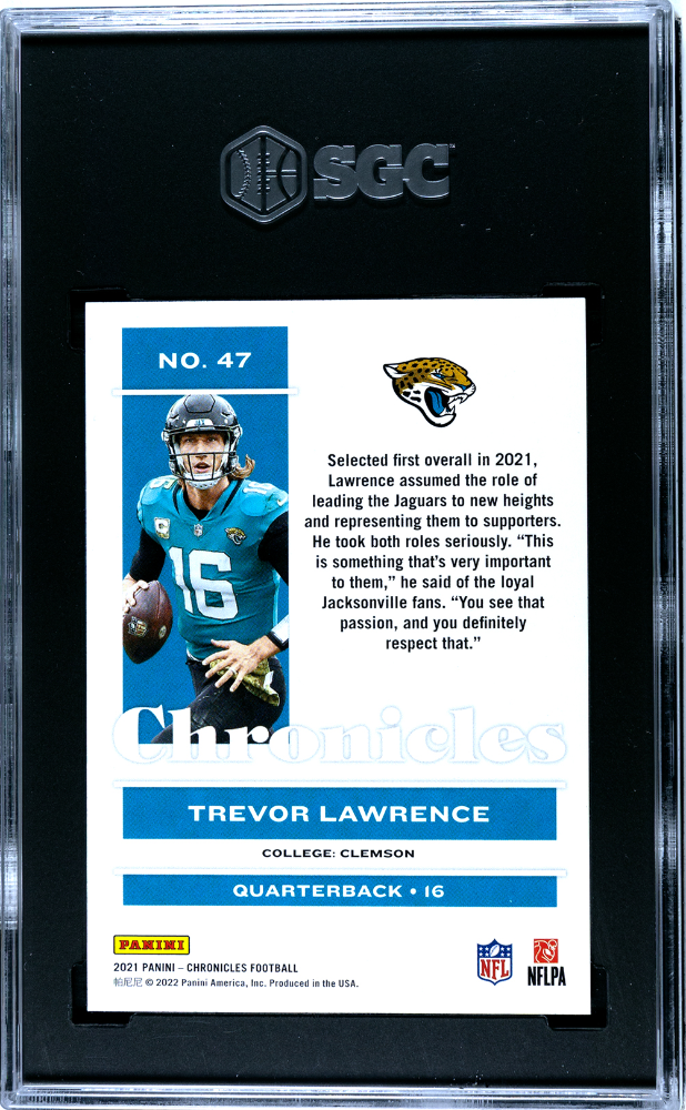 2021 Panini Chronicles Trevor Lawrence Pink Rookie #47 SGC 10 GEM MINT Jaguars