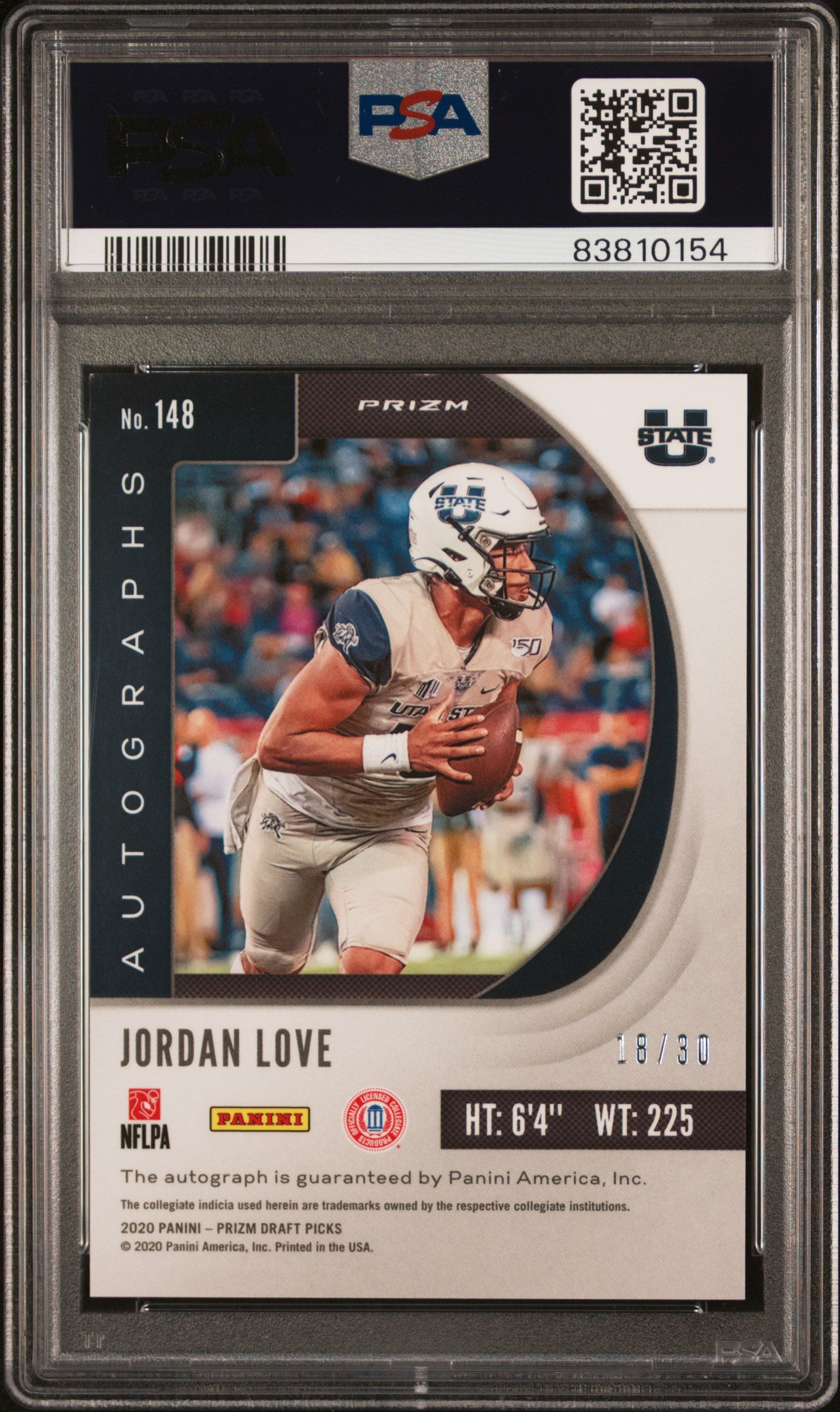2020 Prizm Draft Picks Jordan Love Auto Carolina Blue Rookie PSA 9 MINT Packers