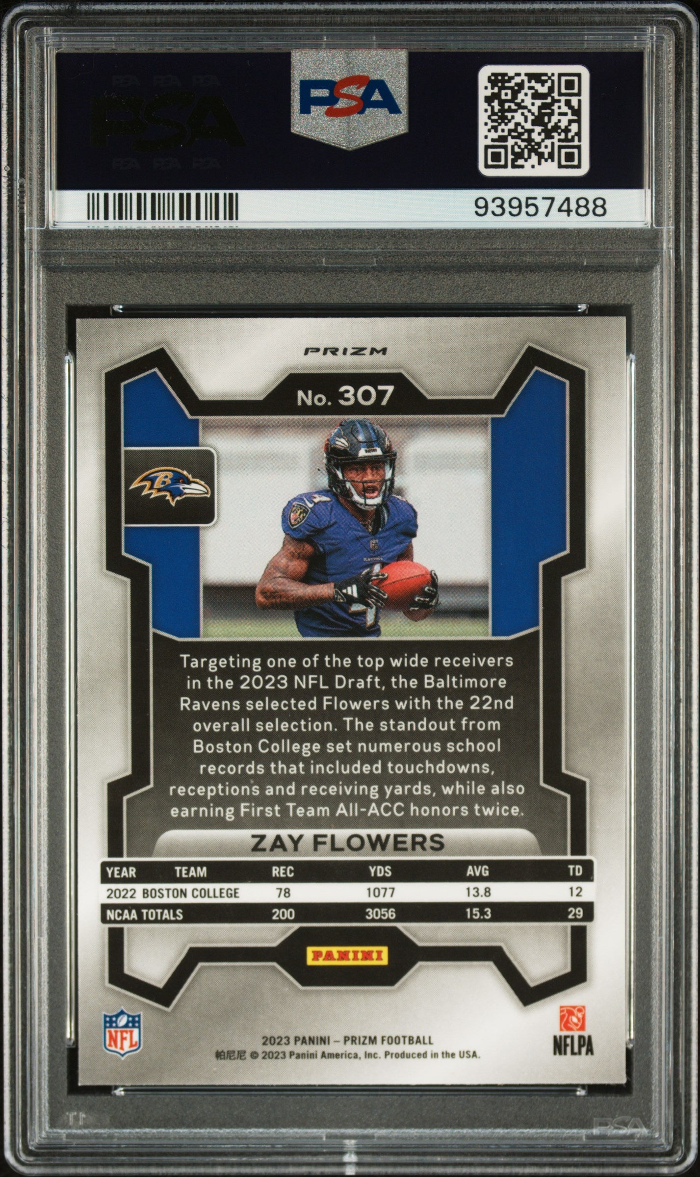 2023 Panini Prizm Zay Flowers Disco Rookie #307 PSA 10 Baltimore Ravens