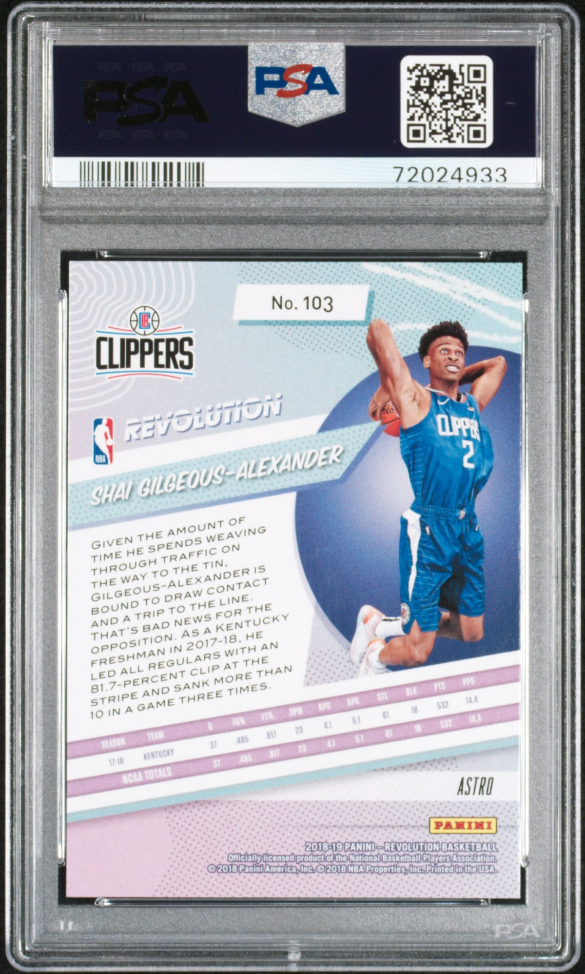 2018 Panini Revolution S. Gilgeous-Alexander Astro Rookie #103 PSA 10