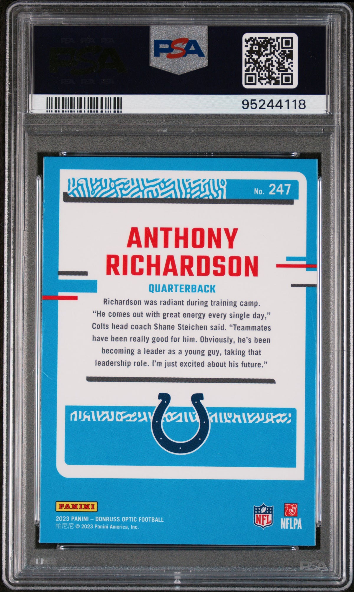 2023 Panini Donruss Optic Anthony Richardson #247 PSA 10