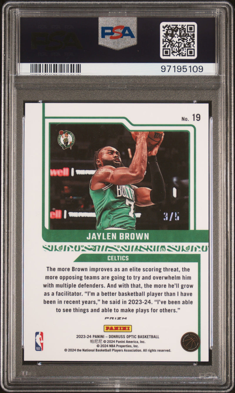 2023 Panini Donruss Optic Elite Dominators Jaylen Brown /5 Green