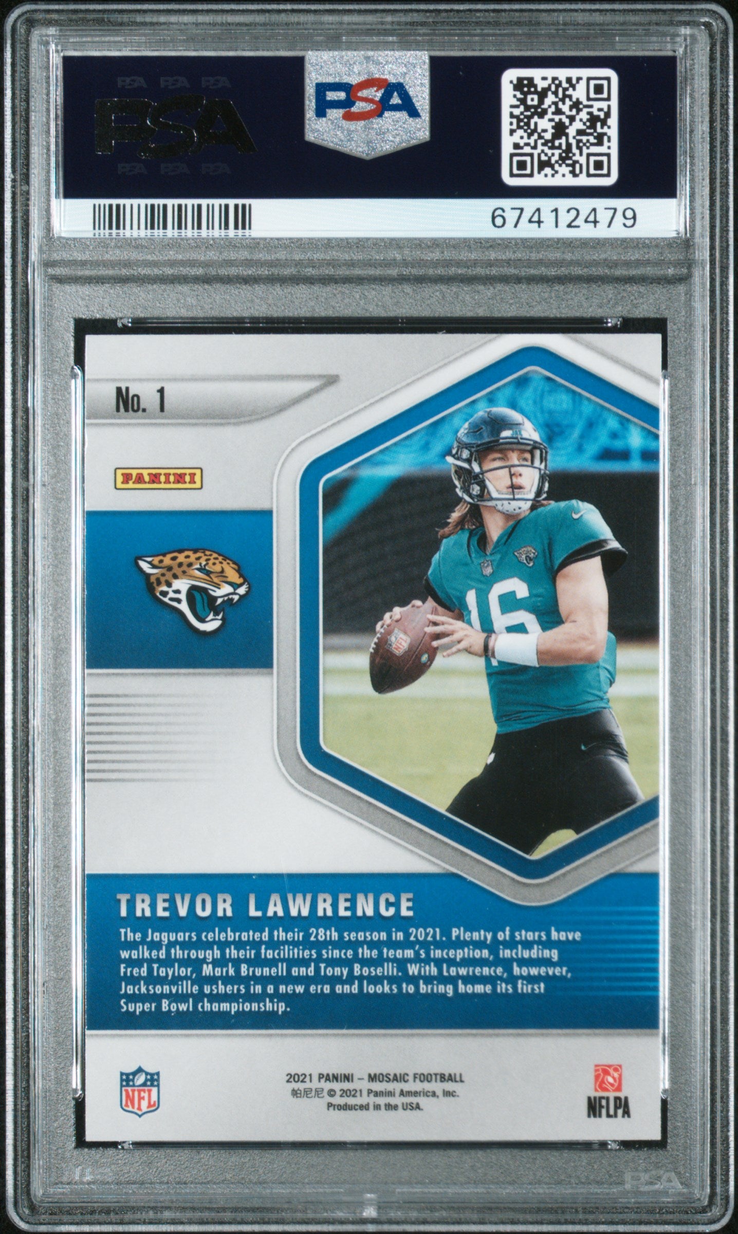 2021 Mosaic Blue Chips Trevor Lawrence Rookie #1 PSA 10 Jacksonville Jaguars