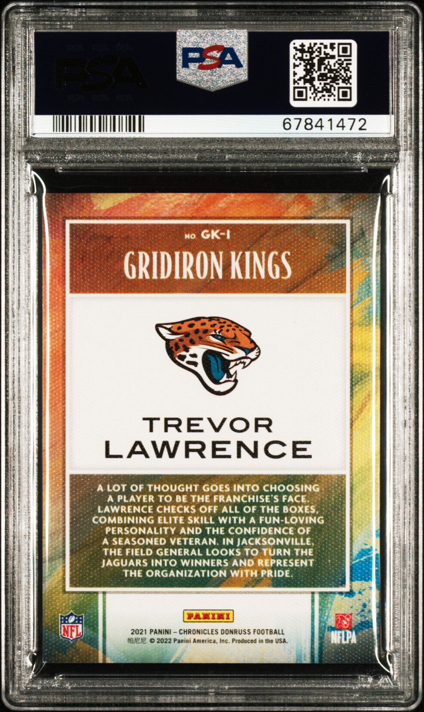 2021 Panini Chronicles Gridiron Kings Trevor Lawrence Purple 11/49 PSA 9