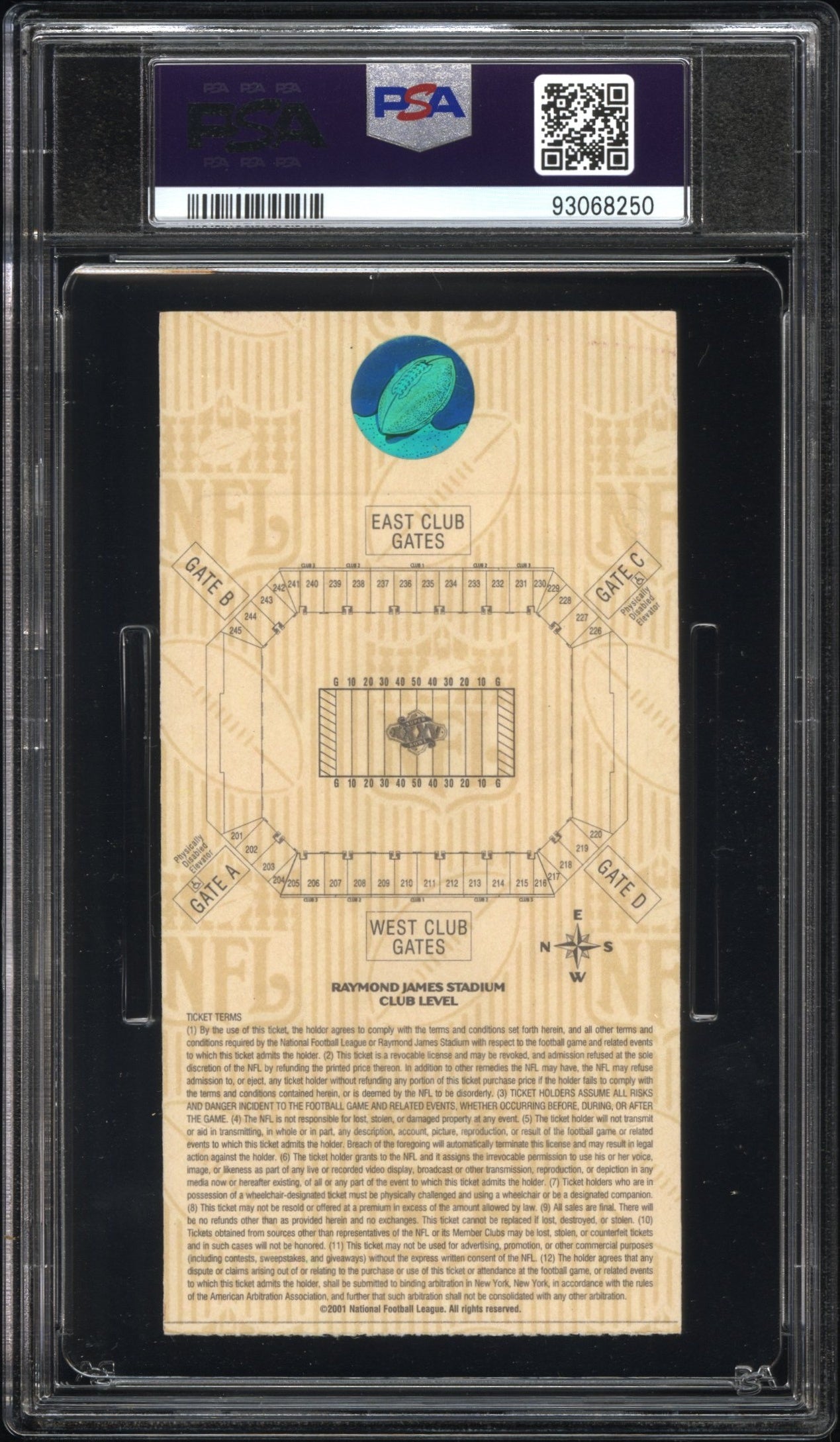 2001 Super Bowl XXXV Ray Lewis: Yellow MVP PSA 5 Ticket Stub