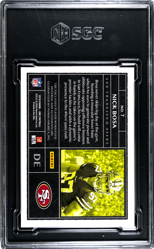 2019 Panini One Nick Bosa Rookie Patch Autograph Blue 99 #7 SGC 10