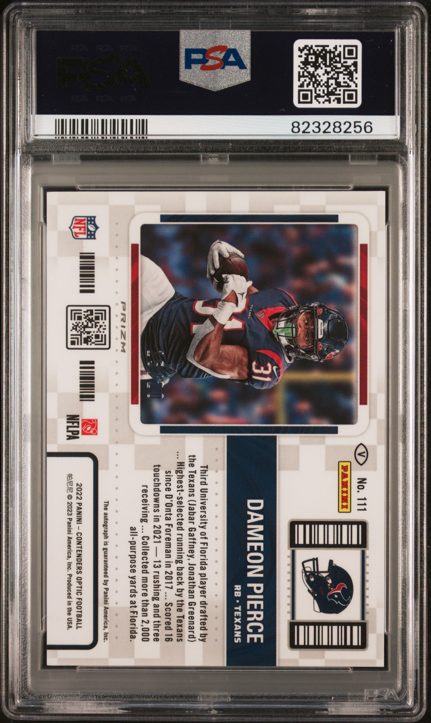 2022 Panini Contenders Optic Dameon Pierce Variation Auto Orange 15/20 PSA 8