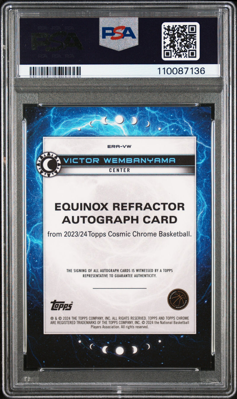 2023 Topps Cosmic Chrome Equinox Autographs Wembanyama Black Eclipse 02/10 PSA 8