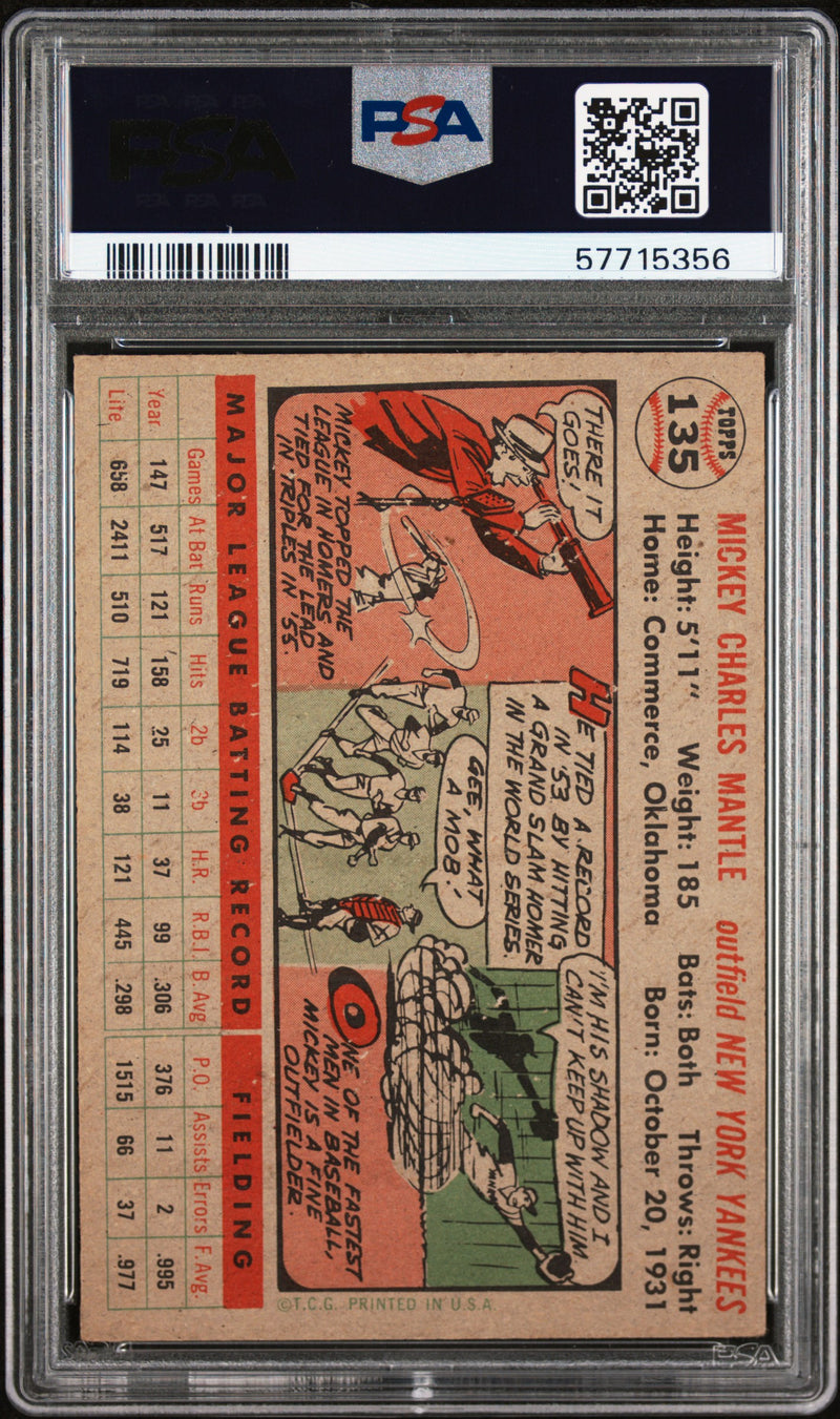 1956 Topps Mickey Mantle Gray Back