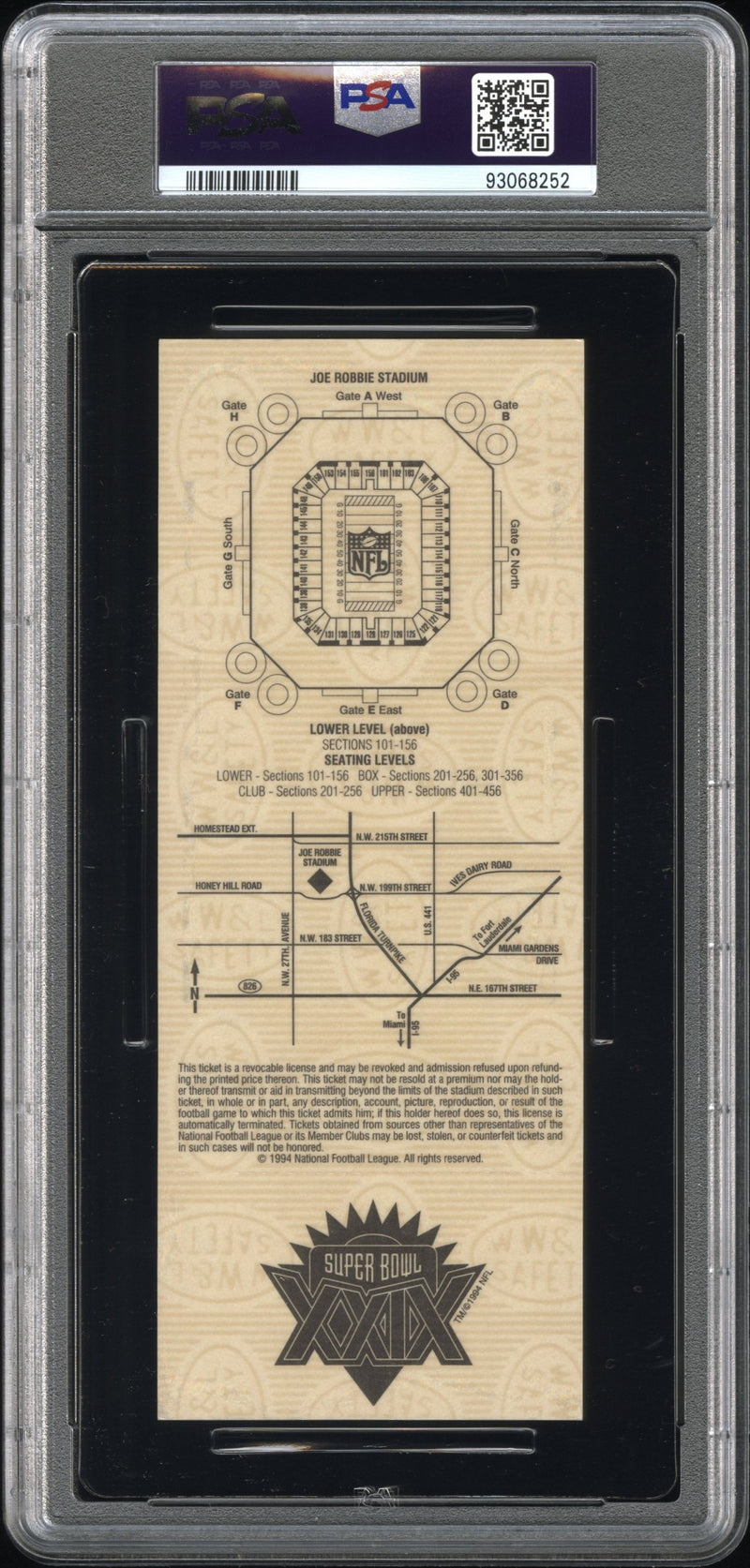 1995 Super Bowl XXIX-Full Steve Young: Tan MVP PSA 7 Full Ticket Stub