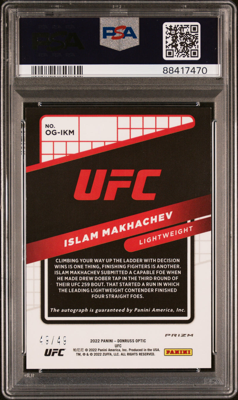 2022 Panini Donruss Optic UFC Opti-Graphs Islam Makhachev Opti Graphs Red PSA 9